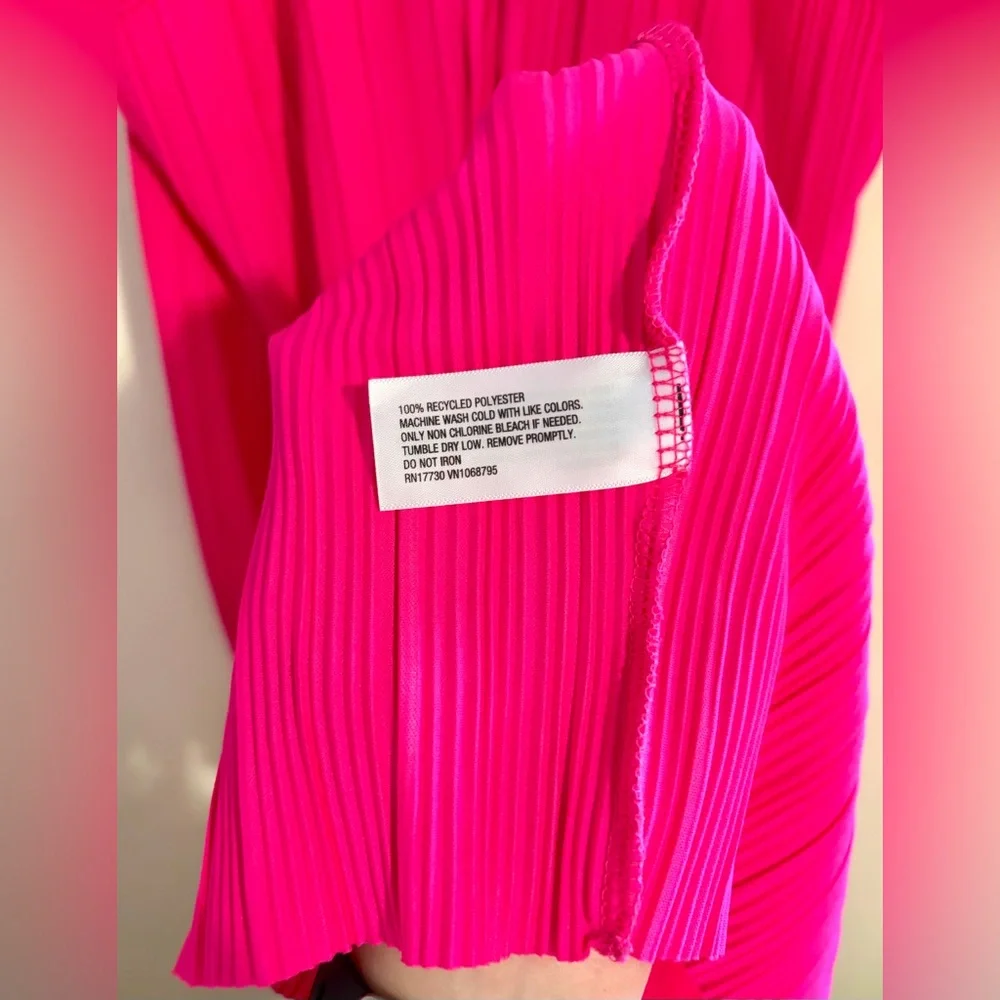 NWT Womens A New Day Hot Pink Pleated Halter Neck Thin Breathable Dress Sz Large - Picture 12 of 15
